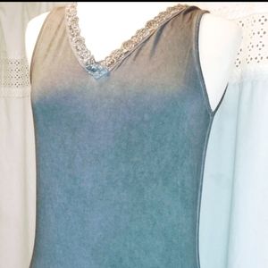 Monoreno Lace Collard Tank Top Large Gray Women's shirt